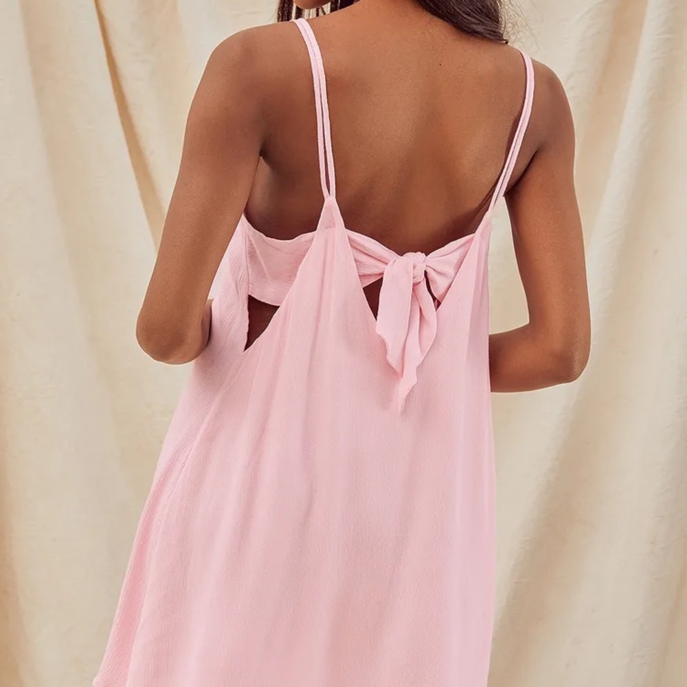 Lulu’s Adrift Pink Tie-Back Mini Swing Dress